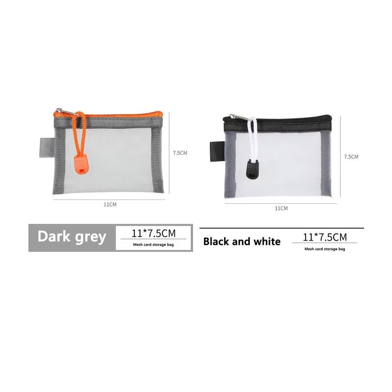 1/2pcs Storage Bags Mesh Cosmetic Bag Wallet Nylon Small Coin Purse Mini Zipper Pouch Mesh Storage Bags ID Credit Card Holder Oasis Select 2pcs mix