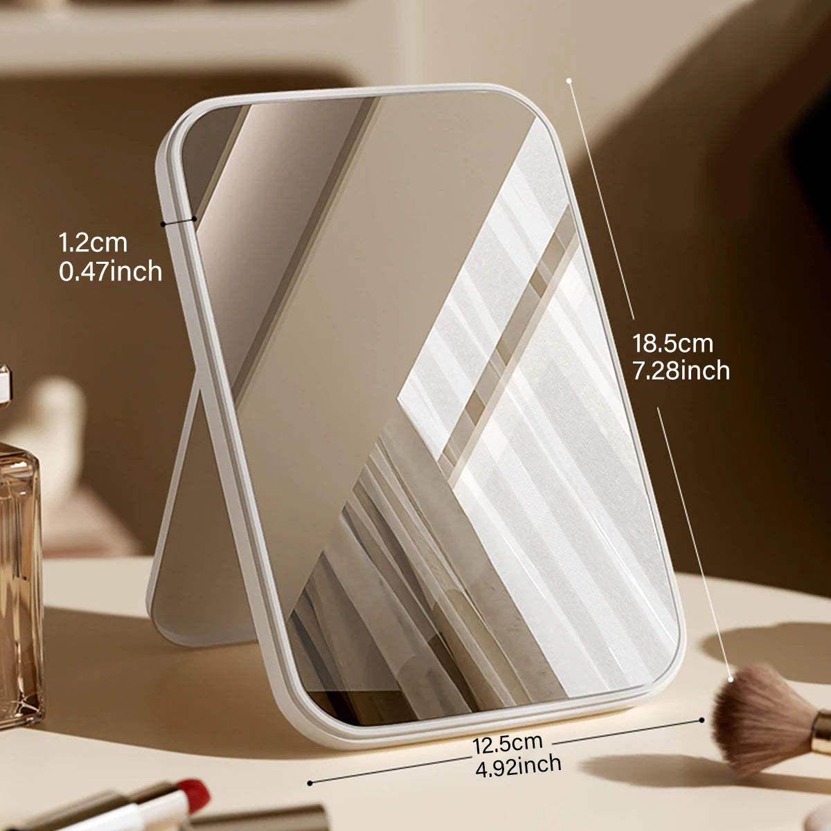 1 portable pink/white makeup mirror, foldable travel makeup mirror, home I am a dressing table, dormitory beauty mirror Oasis Select WHITE