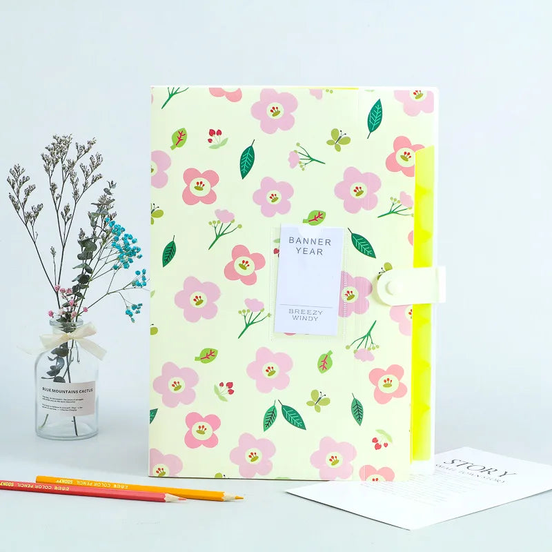 A4 Folder 5 Layers Macaron Color File Large Capacity Document Organizer Student School and Office Supplies Stationery Oasis Select YELLOW