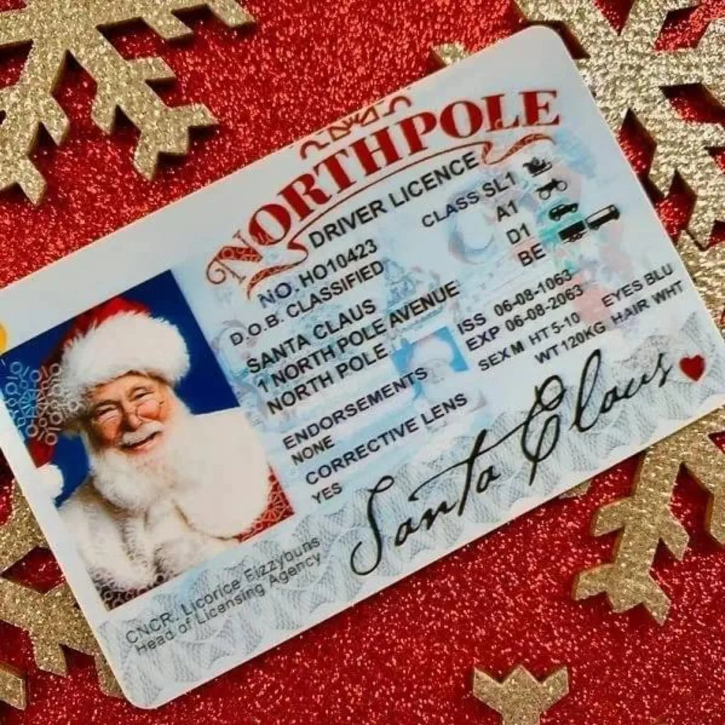 Card Santa Claus Flying Licence Christmas Eve Driving Licence Christmas Gift For Children Kids Chris Lost ID Card Santa License Oasis Select