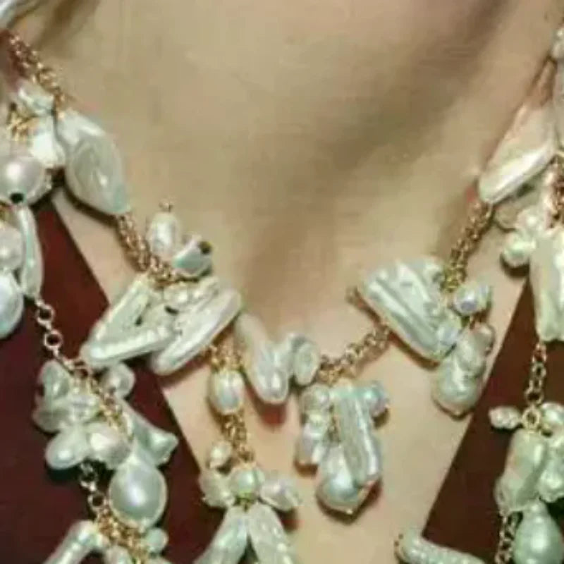 New Trendy Double Layered Irregular Pearl Pendant Necklace Baroque Party Dress Up Women's Neck Jewelry Gift Oasis Select Default Title