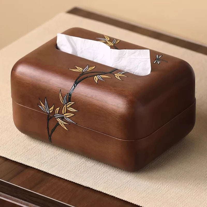 New Chinese Style High-end Tissue Box Living Room Coffee Table Chinese Style Paper Box Decoration Desktop Home Use Oasis Select