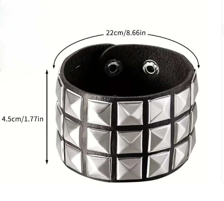 Gothic Nail Bracelet Punk Hip-Hop Rivets Casual Couple Bracelet Party New Year's Christmas Valentine's Day Birthday Gift Oasis Select 3 Rows Of Rivets