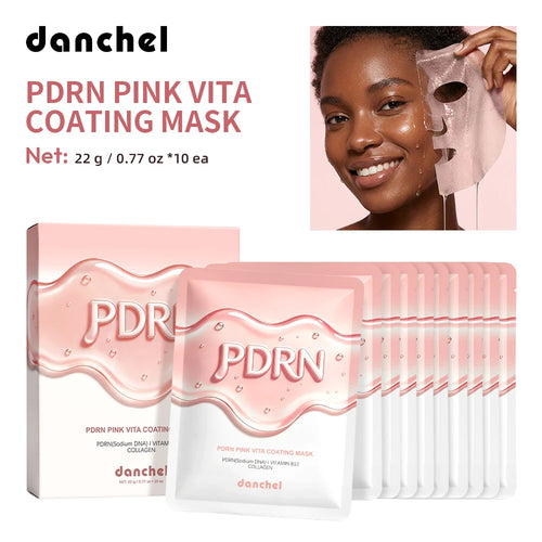 10pcs Korean Salmon DNA PDRN Pink Vitamin Sheet Mask Reduce Face Dyrness Hydrate Brighten Nourishing Facial Mask Skincare Oasis Select