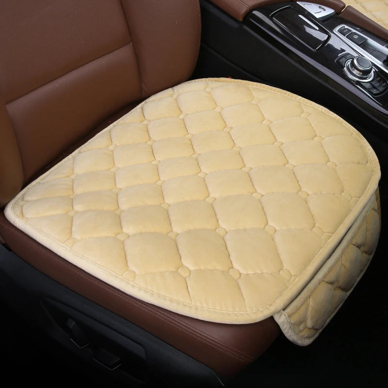 Plush Car Seat Protector Soft Non-Slip Durable Row Seat Cushion Mat with Auto Chair Accessories Comfort Protection Oasis Select front seat beige