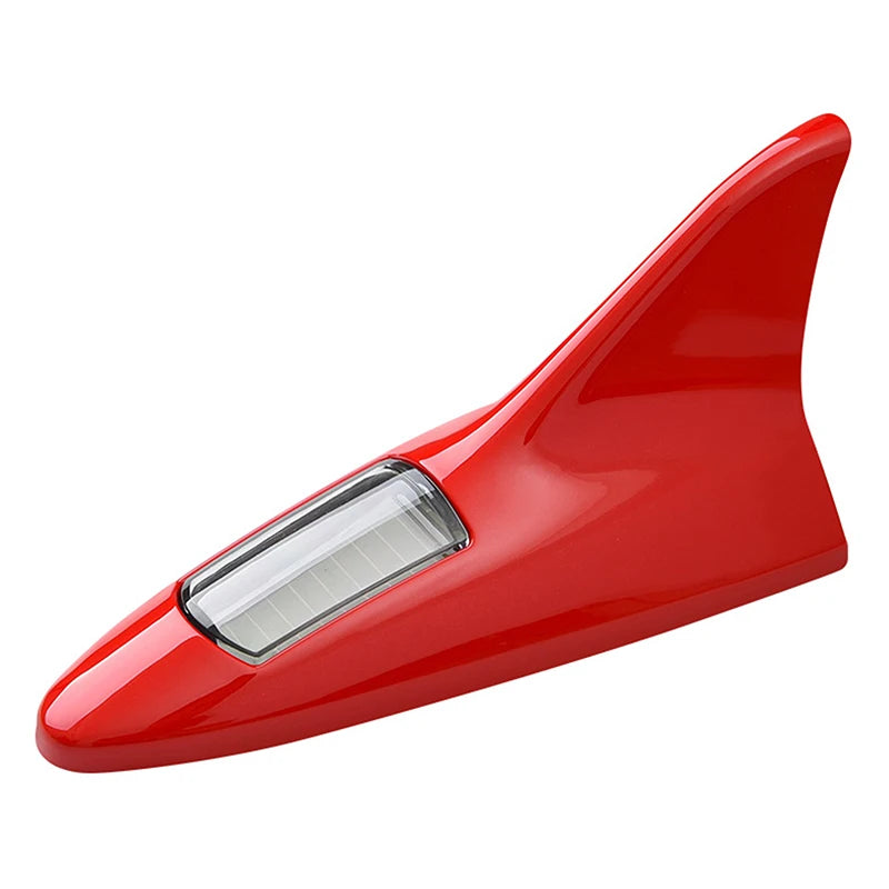 Universal Car Shark Fin Antenna Roof Tail Modification Light with Solar LED Light Car Antenna Driving Safety Warning Light Oasis Select