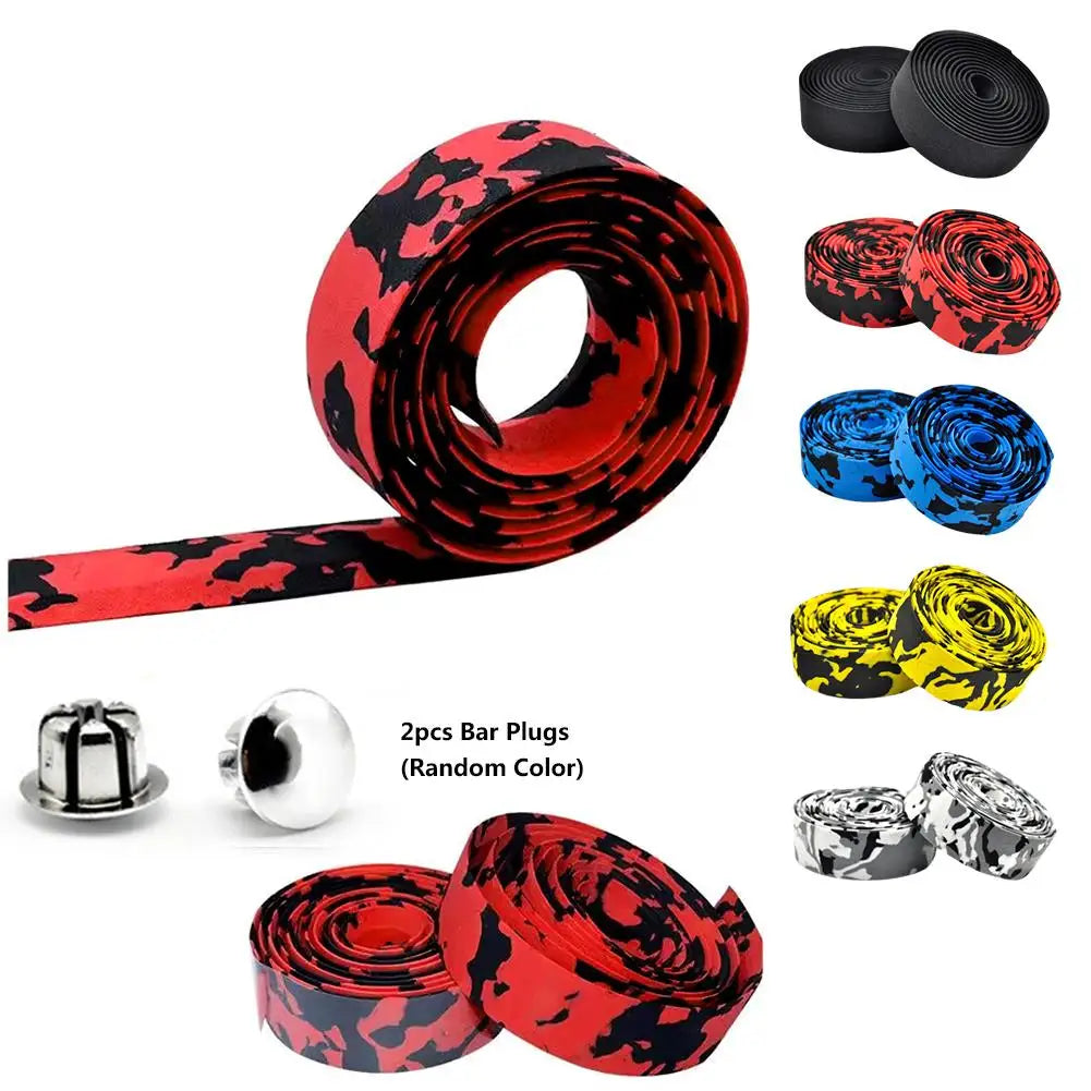 2pcs Road Bike Handlebar Tape Camouflage Cycling Wrap Wicking Tape Damping Stretch Absorb Sweat Anti-slip Handle Bicycle Belt Oasis Select