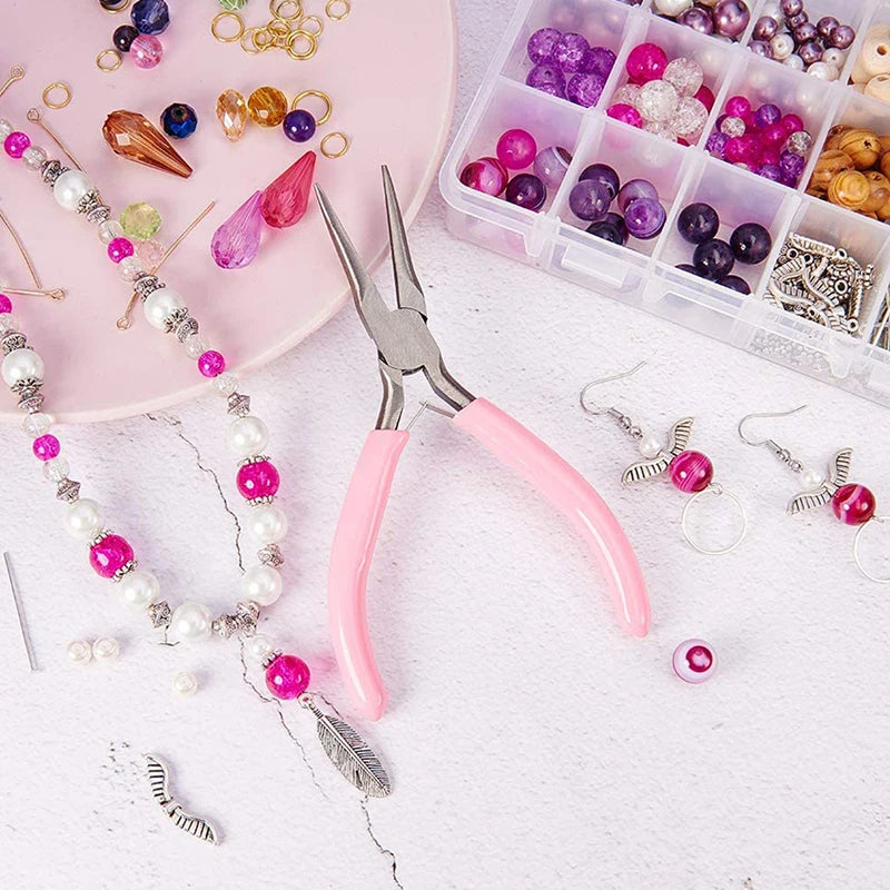 WholesaleMini Pliers Diagonal Round Bent Needle Nose Handcraft Beading Insulated Cutter Pliers For Jewelry Making Tools Oasis Select