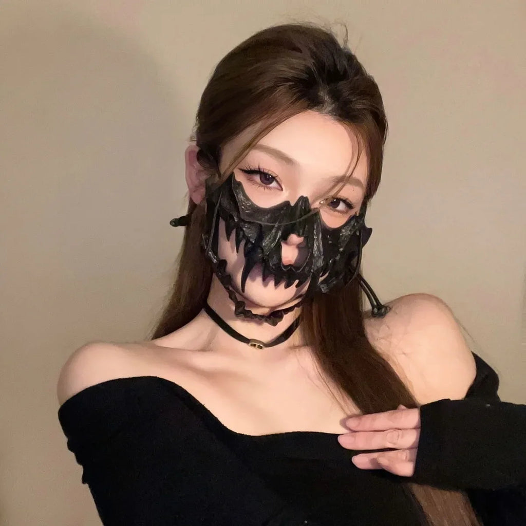 Neo-Gothic Style Halloween Half Face Mask Mesh Mask Popular Ornaments for Men Women Fancy Dress Ball Secondary Yuan Oasis Select C2