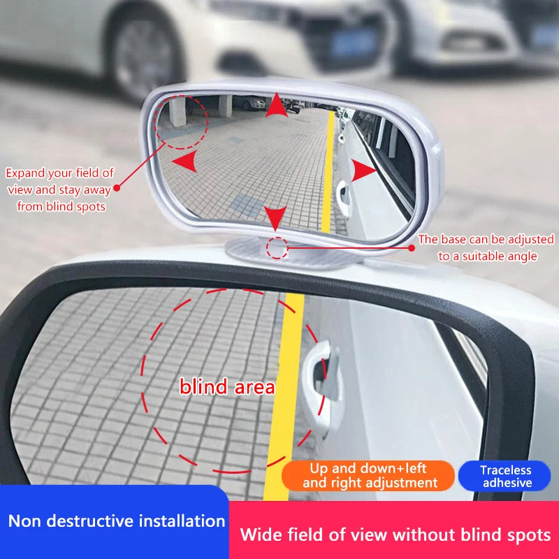 1PC Car Mirror Auxiliary Rear View Mirror Wide Angle Side Rear Mirrors Reverse Blind Spot 360° Adjustable Car Accessories Oasis Select