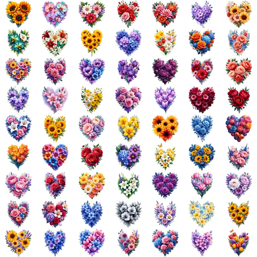 63-Piece Floral & Heart Temporary Tattoo Stickers for Adults