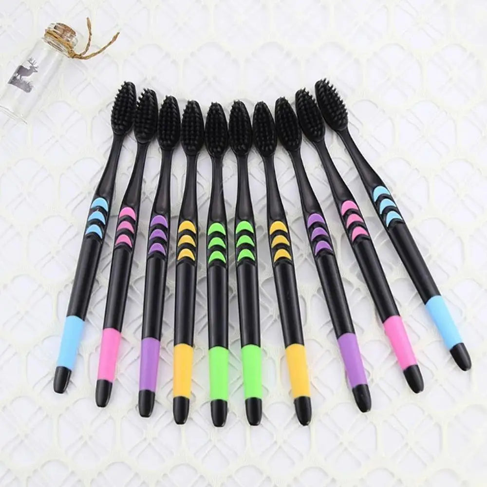 10-Pack Bamboo Charcoal Soft Toothbrush Set – Gum Care Charcoal Toothbrush Set Oasis Select
