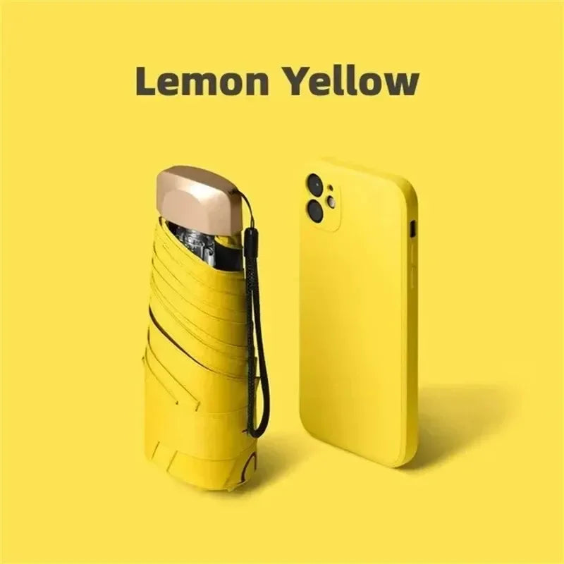 1Pc 55% Off Mini Sun Umbrella Pocket Rain Umbrella Vinyl Folding UV Ultraviolet Protection Sun Shade Pocket Parasol Capsule Oasis Select 1pc yellow