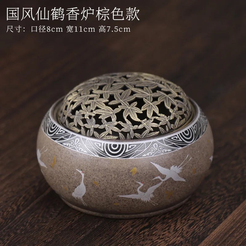 Xianhe Ceramic Aromatherapy Stove Decoration Home Indoor Tea Ceremony Incense Seat Alloy Copper Aromatherapy Stove Oasis Select Gray