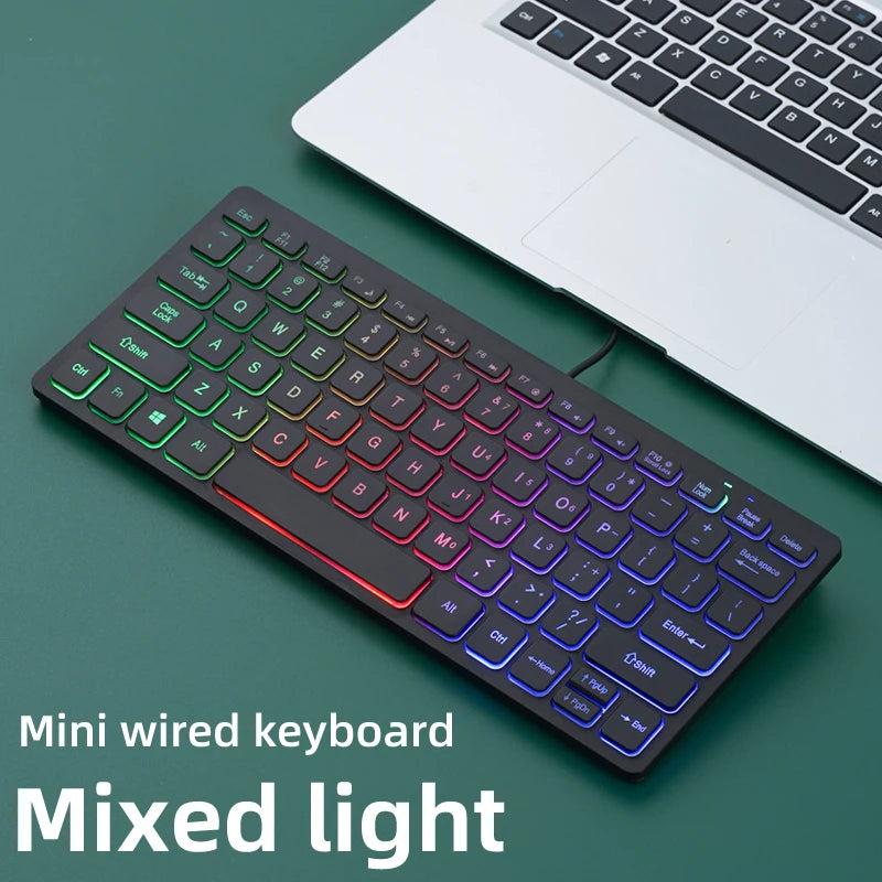 78Keys Wired Mini Keyboard, Chocolate Keycaps, Polychrome Backlight, Slim&Quiet, Multi-scene Application, USB, Compatible Laptop Oasis Select Mixed light