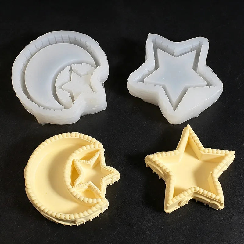 Silicone Star Moon DIY Mold – Candle Holder & Gypsum Tray