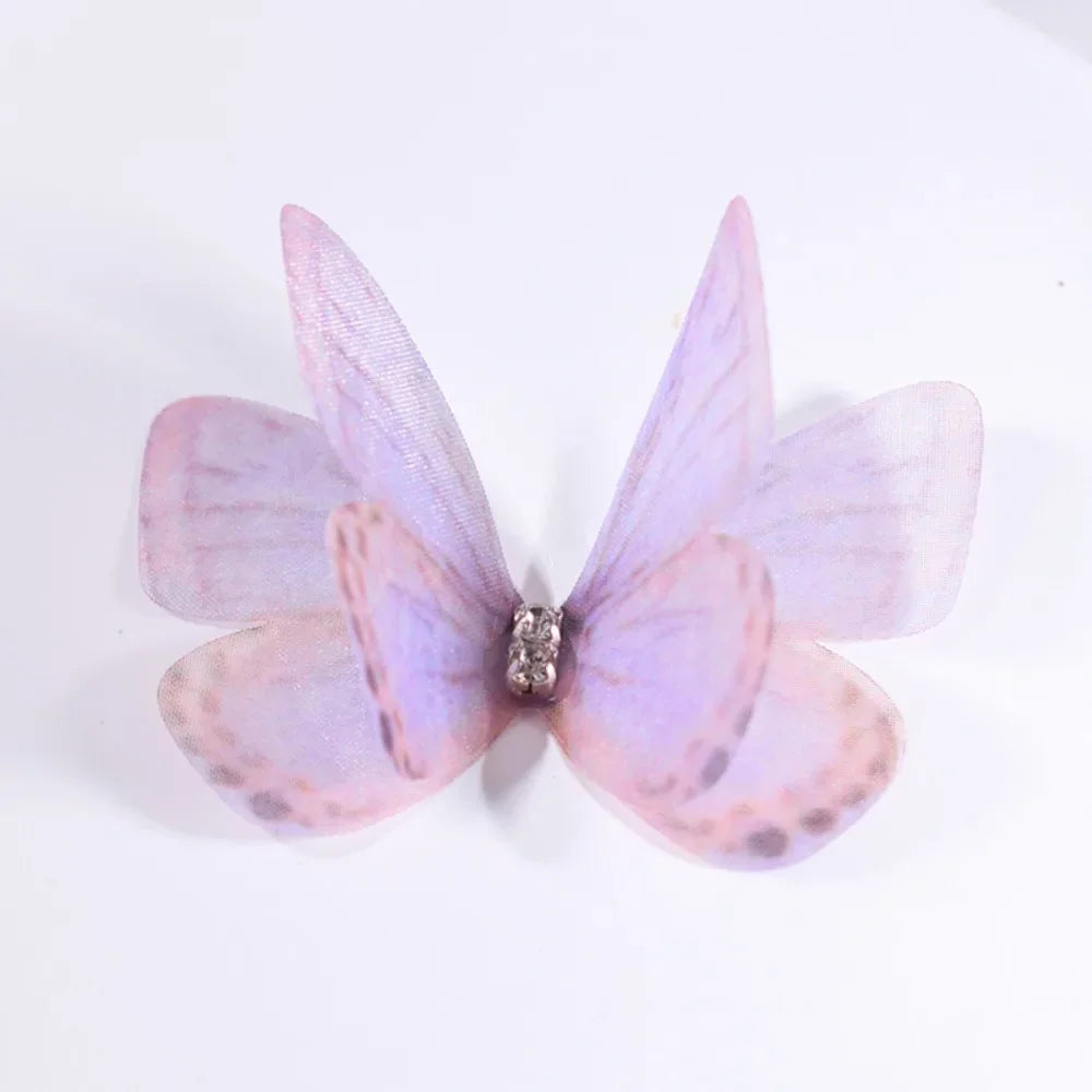 50Pcs 3D Organza Fabric Butterfly Appliques Double-layer Gradient Color Simulation Mesh Butterfly Patch Translucent Oasis Select 3-06