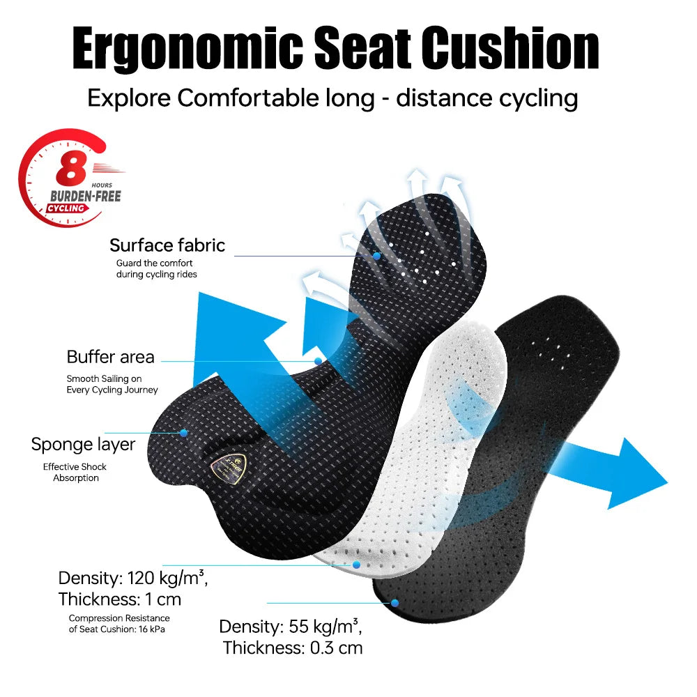 X-TIGER Men Cycling Shorts120 High Density Buffering Cushion Cycling Bib Pants MTB Road Bike 8 Hours Long Distance Cycling Pants Oasis Select