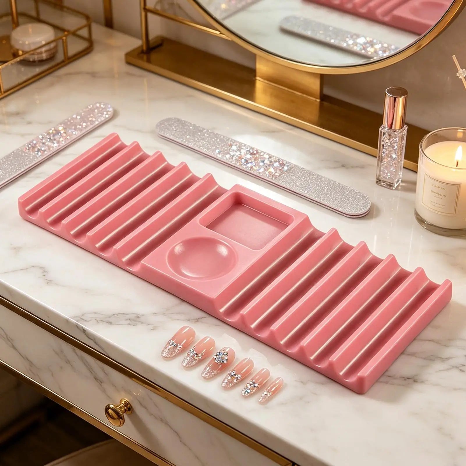 Brush Holder For Nail Multi-purpose Double Form Holder 10-Compartment With Color Palette Nails Art Tools Holder Storage Rack Oasis Select