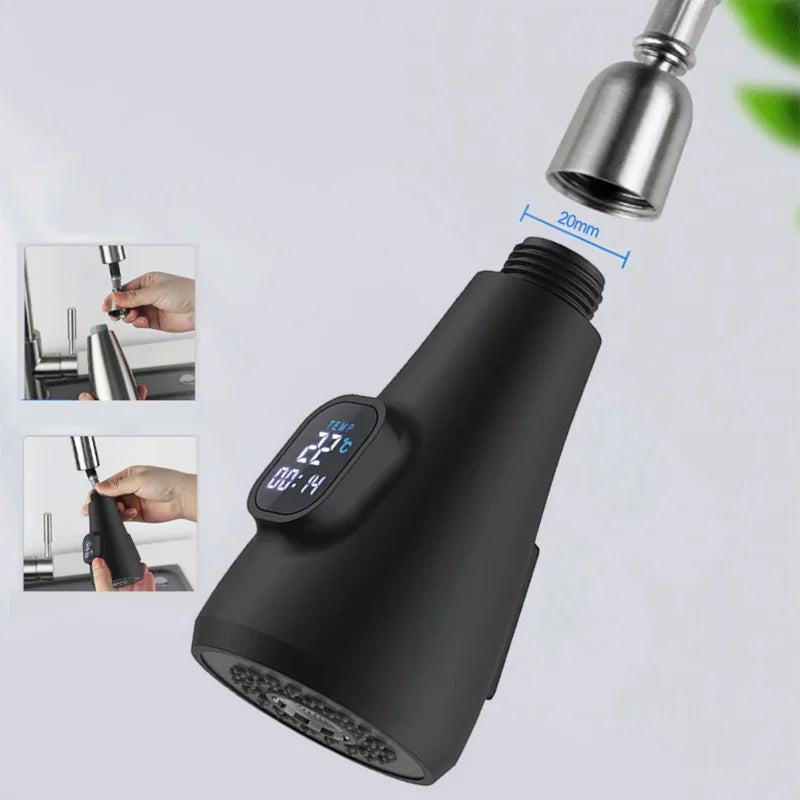 Kitchen Pull-Out Faucet Replacement Head Digital Display Temperature Sensor Nozzle Sink Basin Kitchen Pull Out Sprayer Nozzle Oasis Select