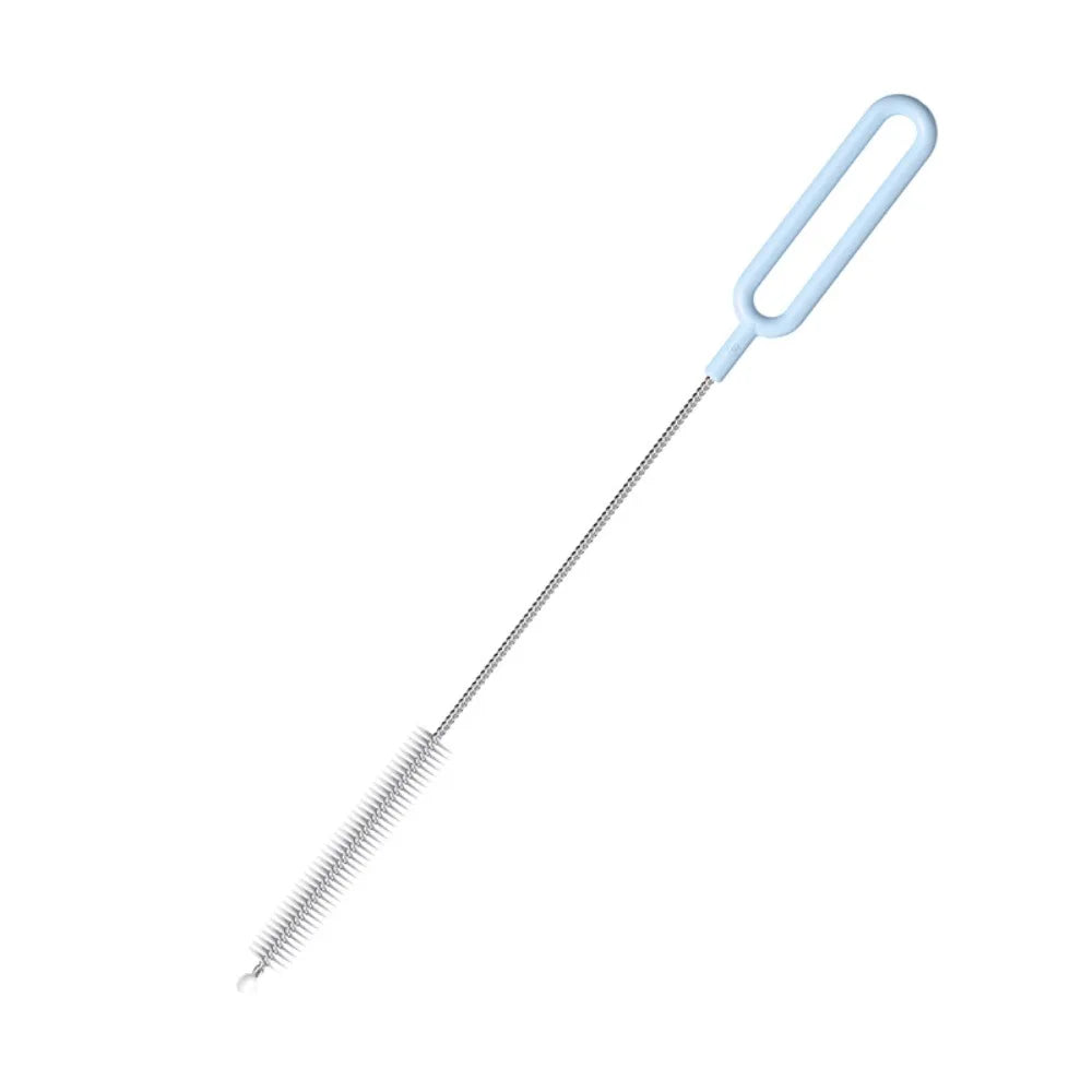 Stainless Steel Nylon Brushes Household Reusable Baby Bottle Cleaner with Long Handle Kitchen Gadgets Straw Cleaning Brush Oasis Select Blue