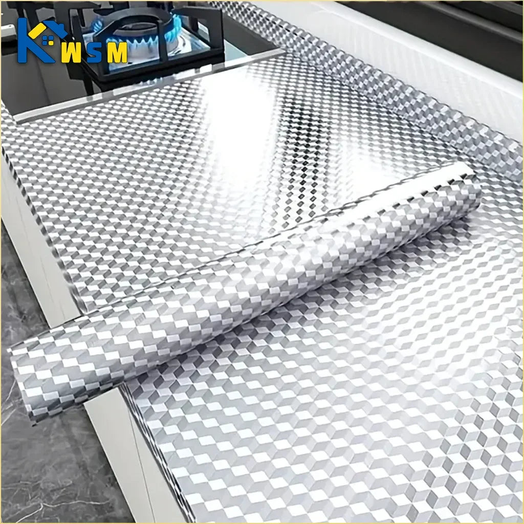 Kitchen Oil Proof Wallpaper Self Adhesive Aluminum Foil Sticker Waterproof Heat Resistant Liner for Cabinet Backsplash Wall Deco Oasis Select