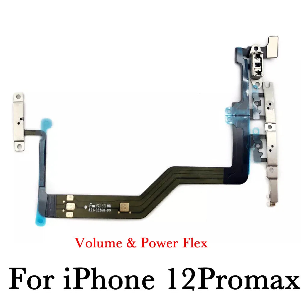 iPhone 12 Mini Pro Max Power Volume Flex Cable + Metal Bracket