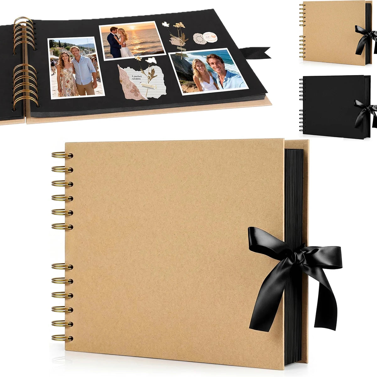 Blank Black/Brown Scrapbook Album – 40 Pages of 300g Acid-Free Cardstock for Modern Collage & Art Journals Oasis Select