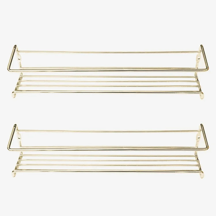 Iron Shelf Wall Mounted Organiser Kitchen Home Spice Storage Rack Bathroom Storage Drainage Rack Bathroom Kitchen Accessories Oasis Select Gold B 2PCS