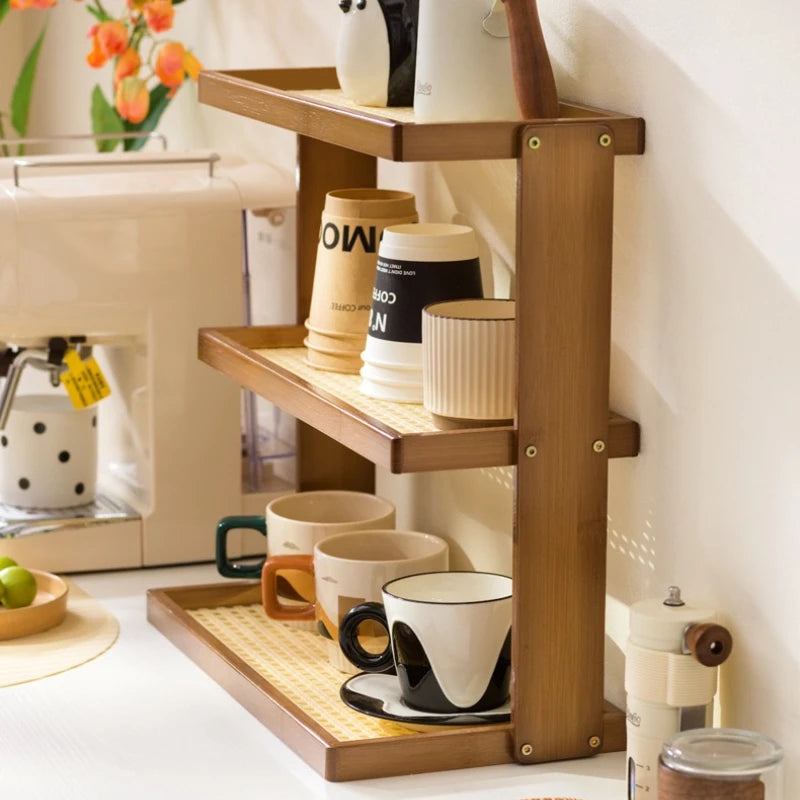 Cup holder, desktop multi-layer countertop, cup holder, storage, household table, small water cup, tea cup, tea set holder Oasis Select
