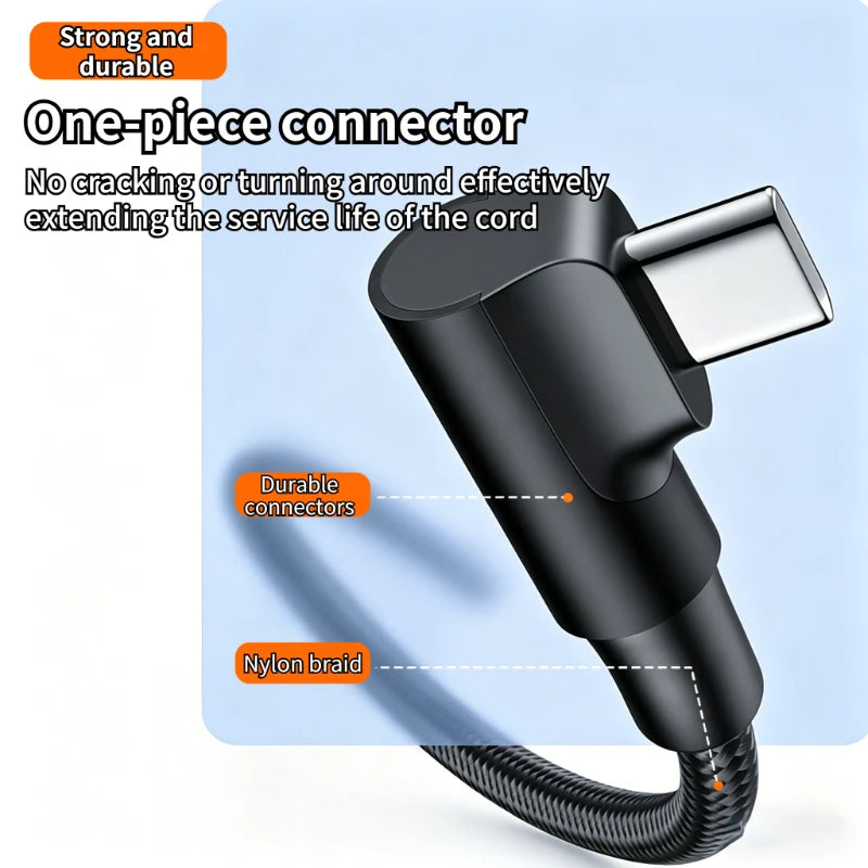 60W USB C To Type C PD 90-Degree Angle Gaming Fast Charging Cable Suitable For Type-C Interface Mobile Phone And Tablet Devices Oasis Select