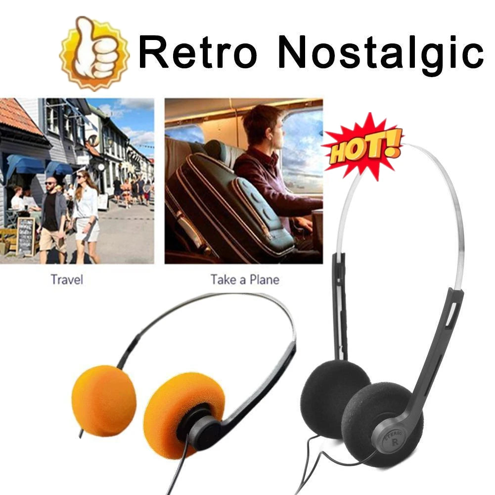 INS Japanese Retro Headphones Nostalgic Headsets HiFi MP3 Walkman Headphones Sports Photo Props Wired Earphone Personality Oasis Select