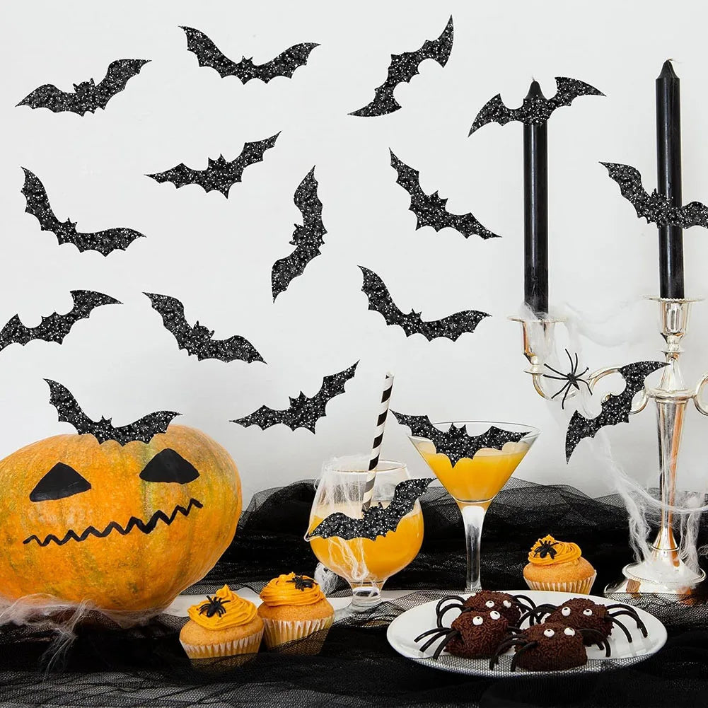500pcs Halloween Bat Stickers Roll – Glitter Waterproof Decals Halloween Sticker Roll Oasis Select