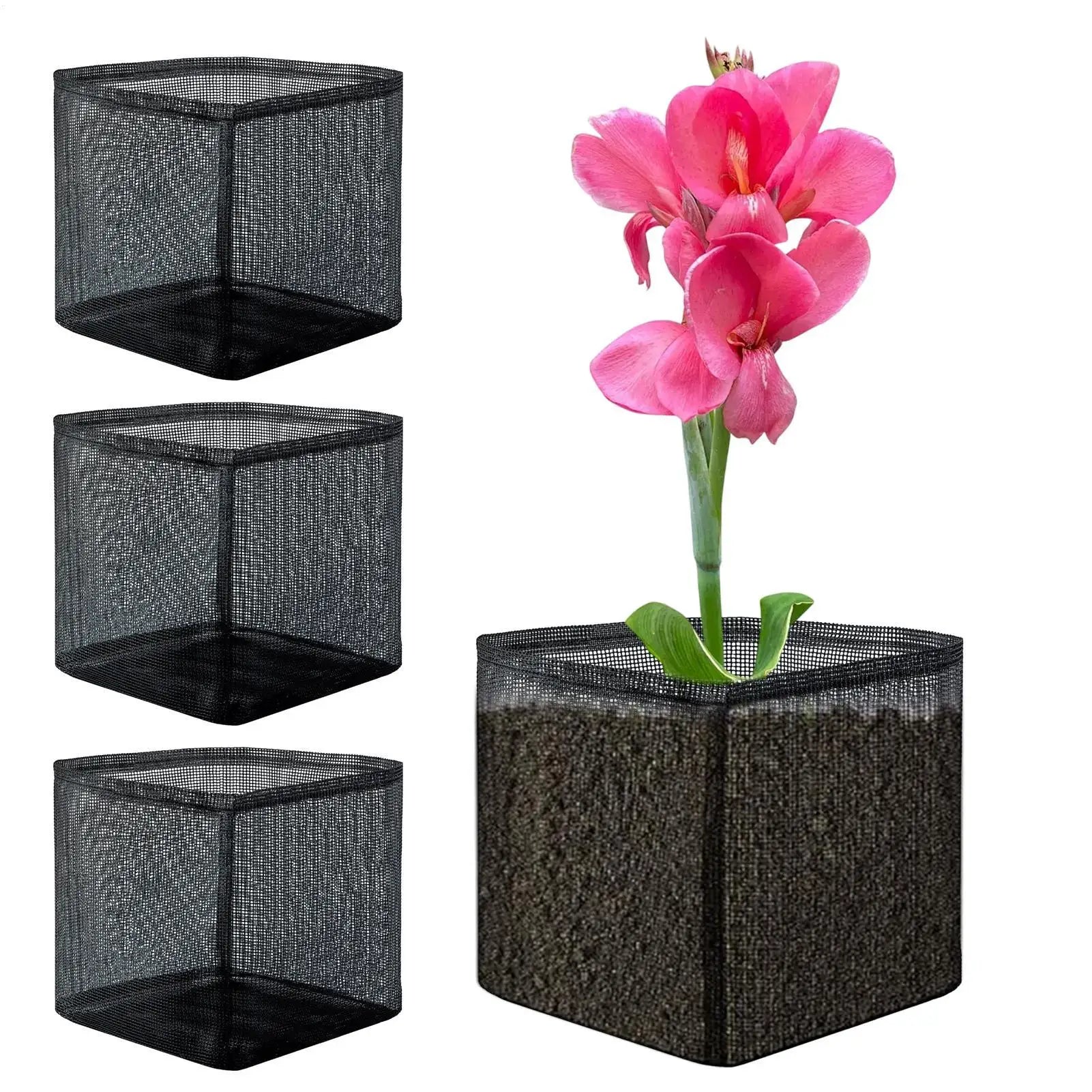 4Pcs Aquatic Plant Basket Floating Pot For Pond Plants Floating Aquatic Mesh Breathable Planting Bags For Water Planting Indoor Oasis Select