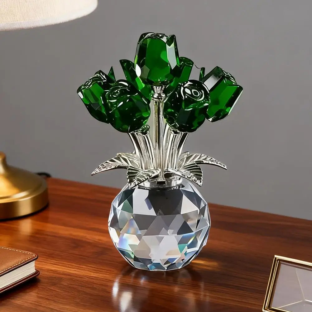 Crystal Rose with Vase – Romantic Valentine's Gift & Decor