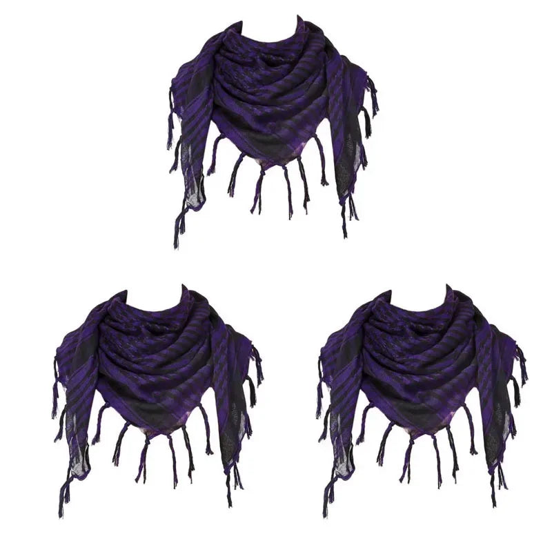 1/2/3Pcs Keffiyeh Tactical Desert Scarf Wrap Shemagh Head Neck Arab Scarf Keffiyeh Scarf Wrap For Men And Women Oasis Select 3pcs-Purple