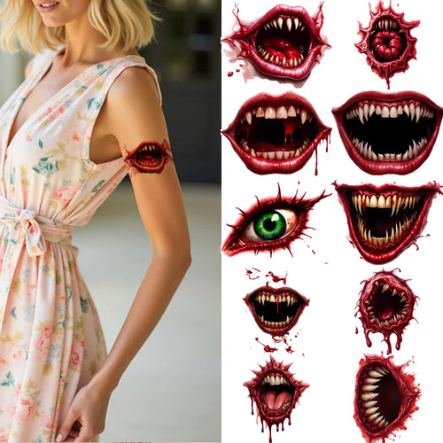 12-Pack Halloween Temporary Tattoos – 3D Waterproof Body Stickers Temporary Tattoo Stickers Oasis Select