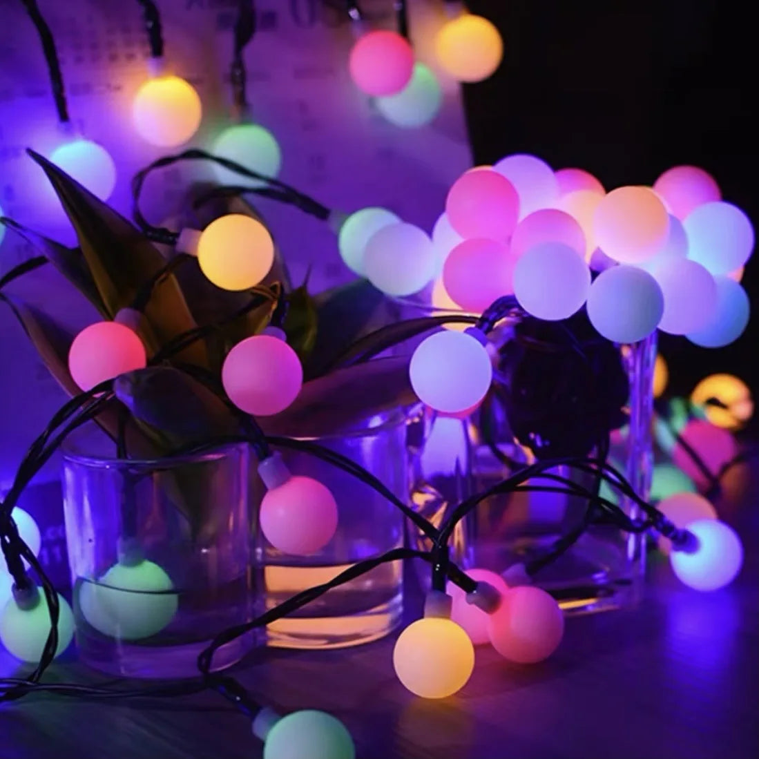 LED Solar Camping Outdoor Waterproof Colored Light String, Christmas Light String, Balcony Garden Courtyard Decorative Light Oasis Select Small Ball - Color 7 meters 50 light