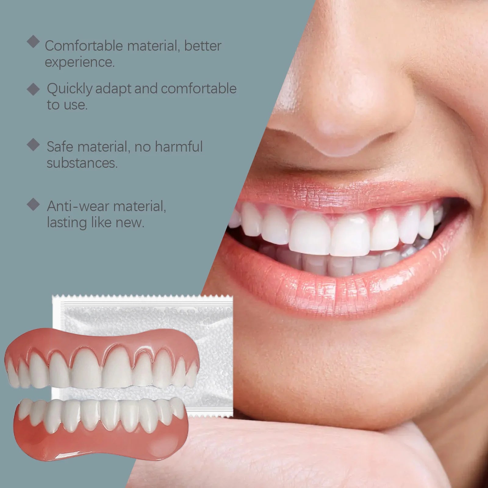 Soft Denture Silicone Kit Temporary Tooth Upper Lower Veneers Denture Decoration Set Fake Teeth Veneers Smile Correction Kit Oasis Select