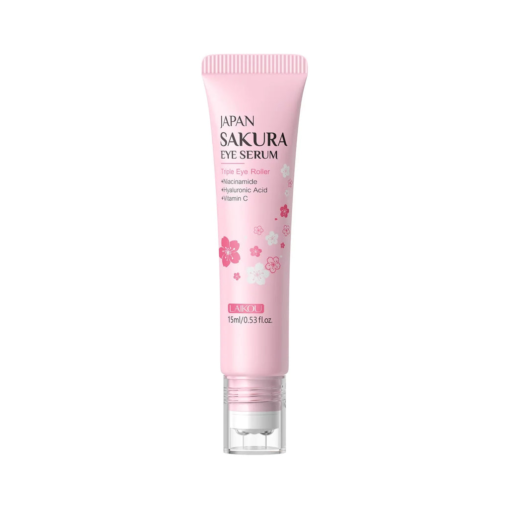 LAIKOU Sakura Roller Eye Serum 15ml Hydrating Reduce Dark Circles Puffiness Anti-Aging Brightening Firming Eye Care Oasis Select 1pcs