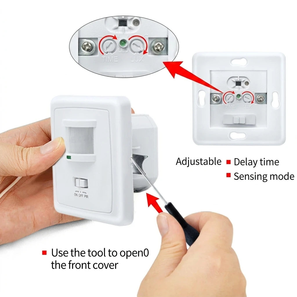 220V Wall Mounted LED Light Switch PIR Infrared Motion Sensor 600W Load 9m Detection Range - Energy Efficient Lighting Control Oasis Select