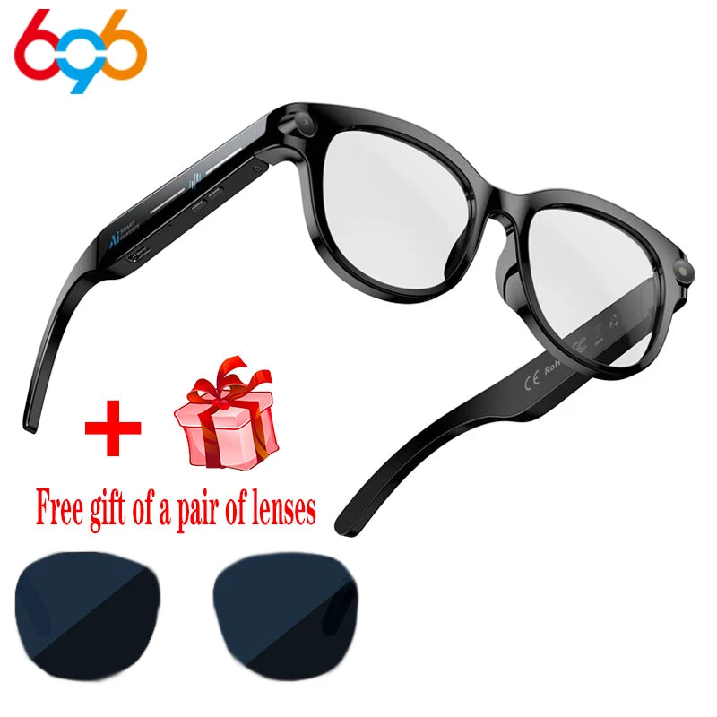 Bluetooth Call Sunglasses Men AI Smart Glasses Real-time Translation Dual Camera Shoot Audio Video Music Player Multifunctional Oasis Select BK