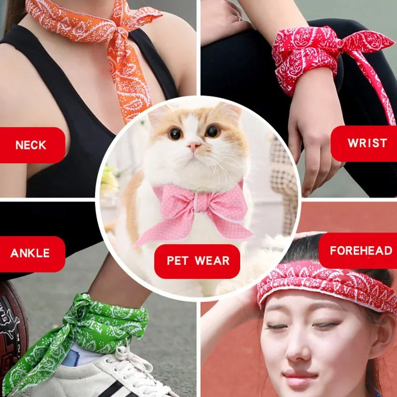 Summer Cooling Ice Neck Cooling Scarf Bandana Body Ice Wrap Tie Refreshing Multifunction Wrist Towel Headband Cooling Accessory Oasis Select