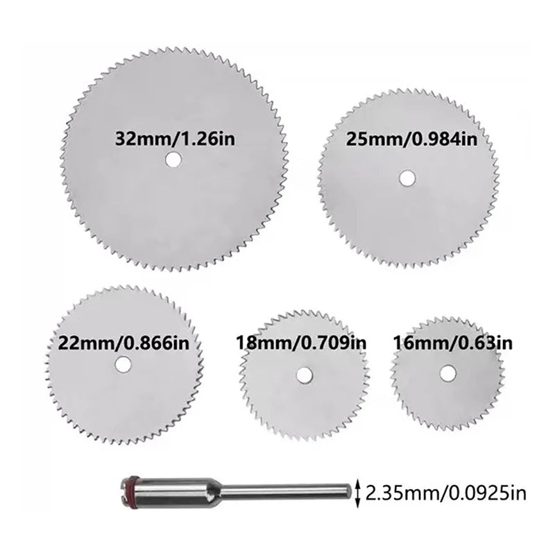 6Pcs Stainless Steel Cutting Disc Kit With 1 Mandrel 16-32mm Mini Cutting Wheel For Rotary Tool Accessories Oasis Select Default Title