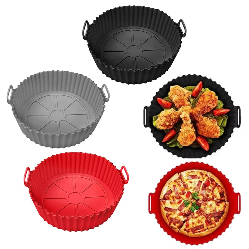 Silicone Basket Pot Tray Airfryer Liner for Air Fryer Reusable Container Accessories Pan Baking Mold Protector Kitchen Gadgets Oasis Select