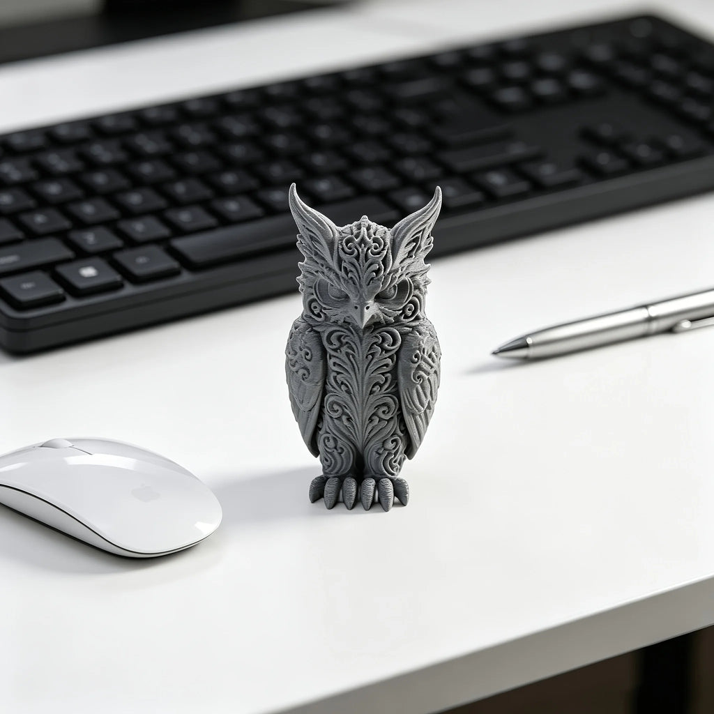 Mysterious Patterns Owl Figurines 3D Printed Forest Fantasy Miniature Statues Magic Bird Ornaments for Home Office Desktop Decor Oasis Select