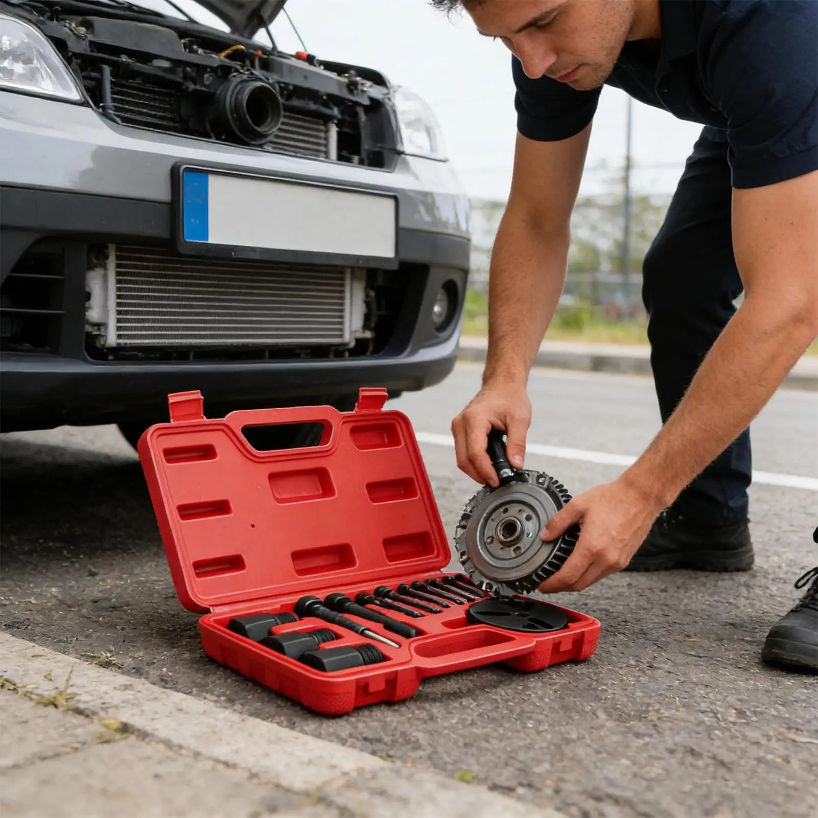 Car Air Conditioning Installation Kit AC Clutch Puller AC Clutch Maintenance Tool for Garage Workshop Mechanics Technicians SUV Oasis Select