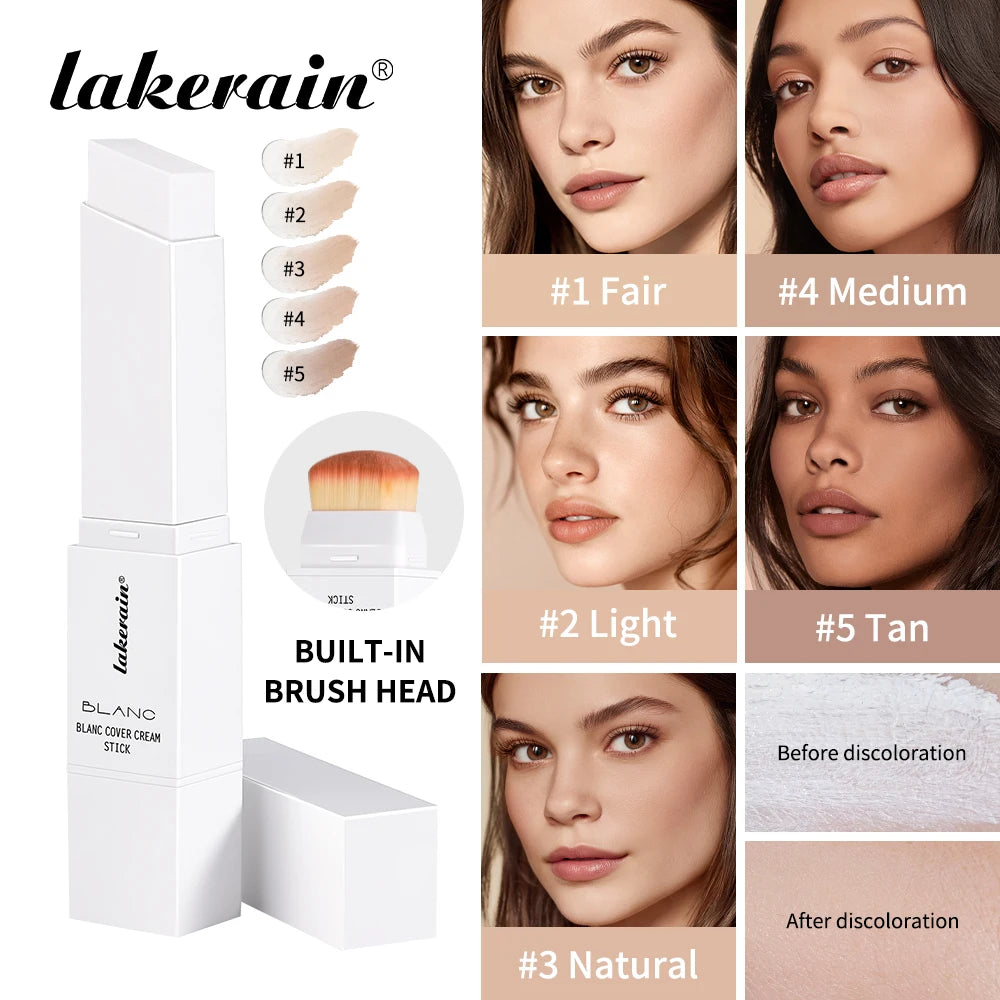 Lakerain Blanc Cover Cream Stick Dual-ended Design Waterproof Foundation Coverage Travel Bronze Creamy Foundation Natural Makeup Oasis Select