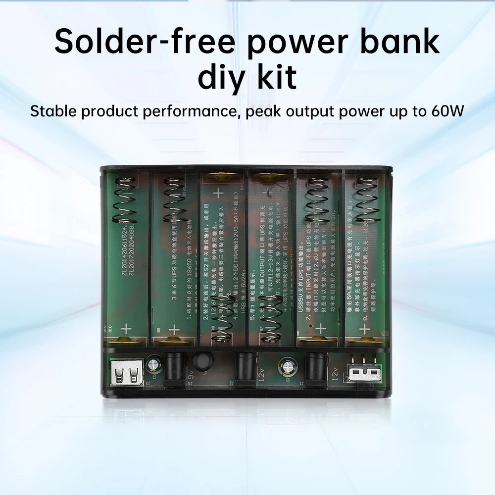 6x18650 Lithium Battery Welding-Free Diy Kit Dc Ups Power Supply Optical Modem Router Uninterruptible Power Supply 5V 9V 12V Oasis Select