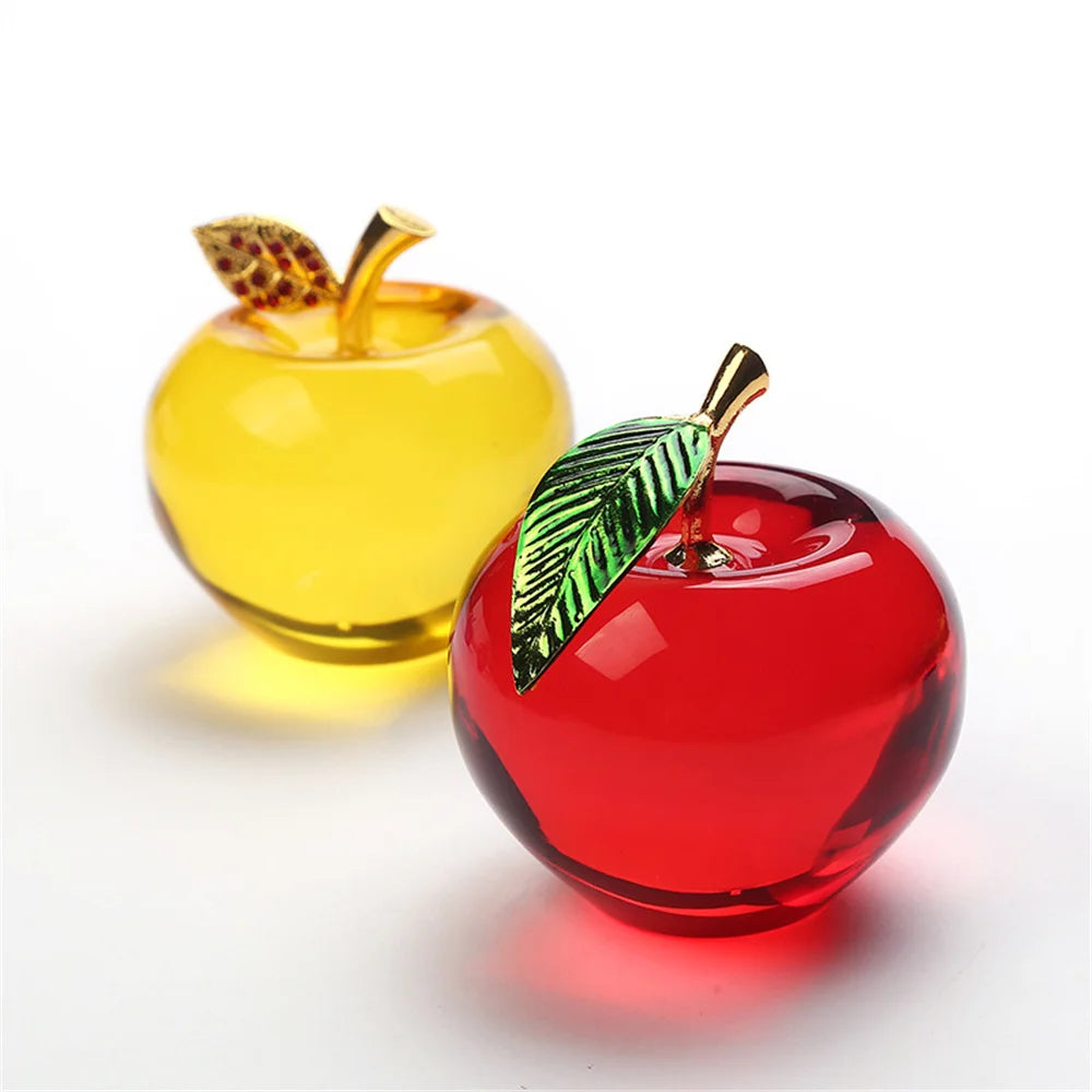 Apple Ornaments Coloured Glaze Decoration Glass Home Decoration Crystal Quartz Purple Red Pink Yellow Lucency Gift Souvenir Oasis Select